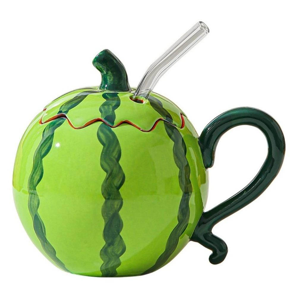 Heat Resistant Ceramic Watermelon Cup 500ml Capacity Coffee Mugs Cute Drinking Cup Cafe