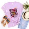 Tiger Graphic Short Sleeve Women Round Neck T-shirt Summer Casual Modal Shirt