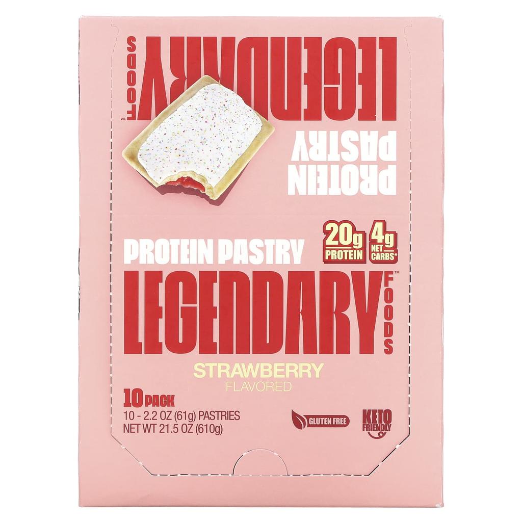 Legendary Foods Protein Pastry, Strawberry, 10 Packs, 2.2 Oz (61 G) Each