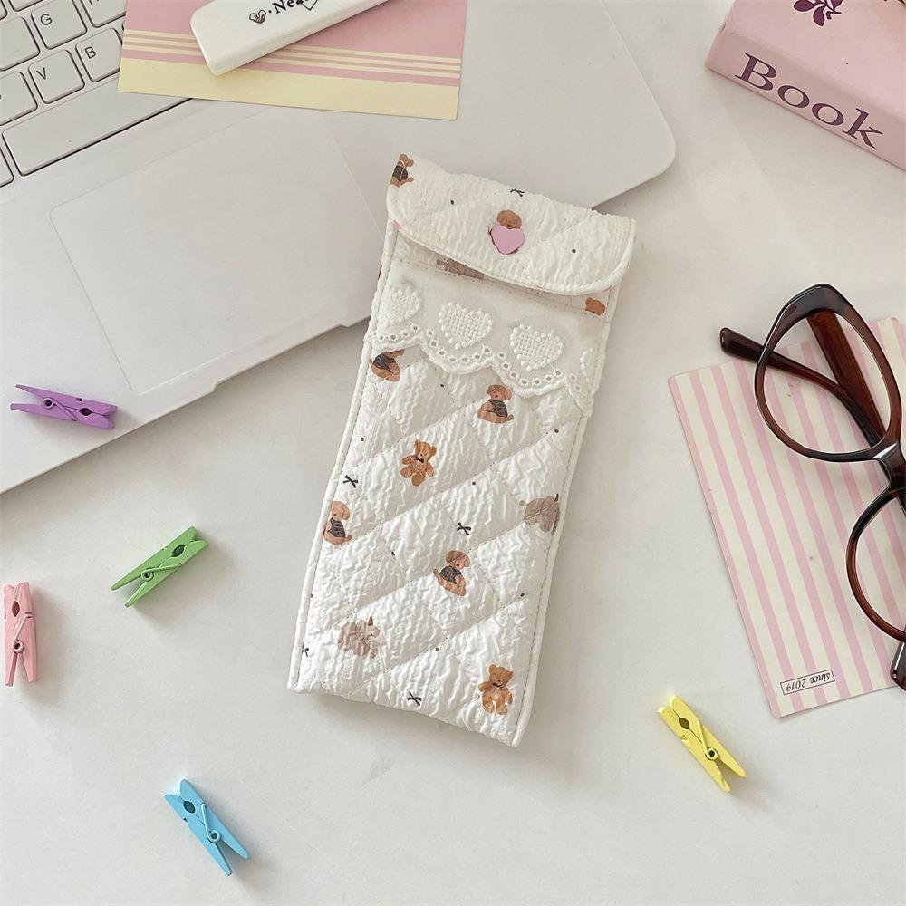 Sweet Cotton Glasses Storage Bag Lace Heart Lovely Eyeglasses Case Lightweight Lipstick Bag  Girls