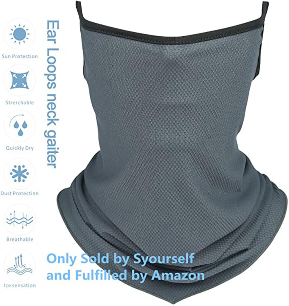 Balaclava Neck Gaiter Face Cover with Ear Loops Scarf Bandana UV Sun Protection Face Mask for Outdoor Sports