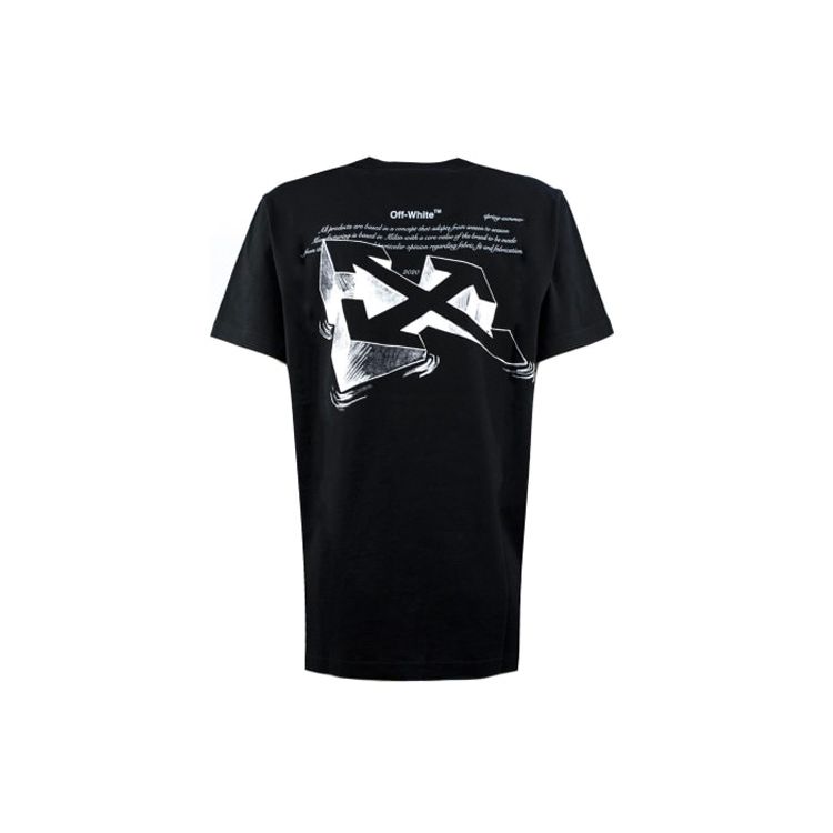 Off-White Футболка с коротким рукавом и принтом стереострелок, стандартный крой, женские топы, черный цвет OWAA049R20B070431001