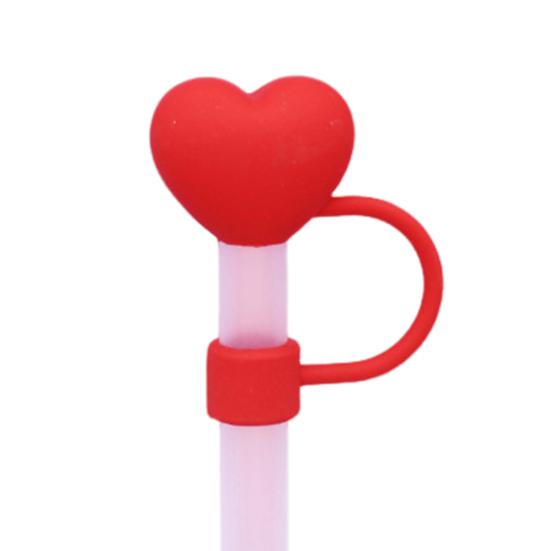 1/8 шт. 9-10 мм Соломинка Крышка в форме сердца любви Пищевой силикон Многоразовая Пыленепроницаемая Милая 30/40 унций