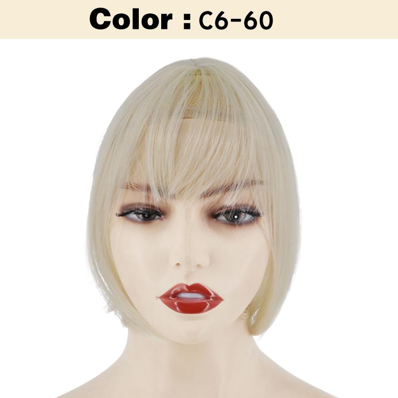 Синтетический короткий прямой парик боб с воздушной челкой и средней челкой на заколке сверху парик для повседневной носки для женщин