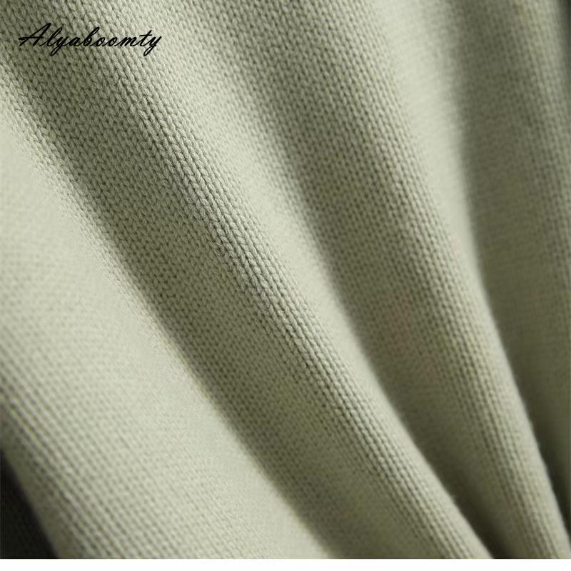 Корейский модный осенне-зимний женский повседневный свободный свитер с высоким воротником, синий, бежевый, зеленый, вязаный пуловер