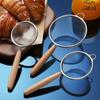 304 Stainless Steel Mesh Filter Spoon with Wooden Handle Flour Filter Spoon Household Kitchen Fried Food Filter Oil