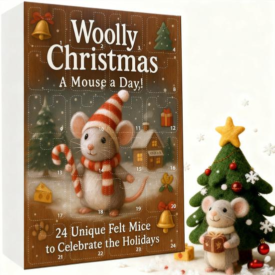 2025 Felt Mouse Advent Calendar 24-Day Christmas Countdown with Handmade Felt Mice Ornaments Holiday Keepsakes for Home Decor Collectors
