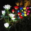 5 Heads Solar Light Yard Lights Outdoor Garden Lighting For Fence White Fence Flowers Roses Flower Lamp Flood Patio Pathway Blue