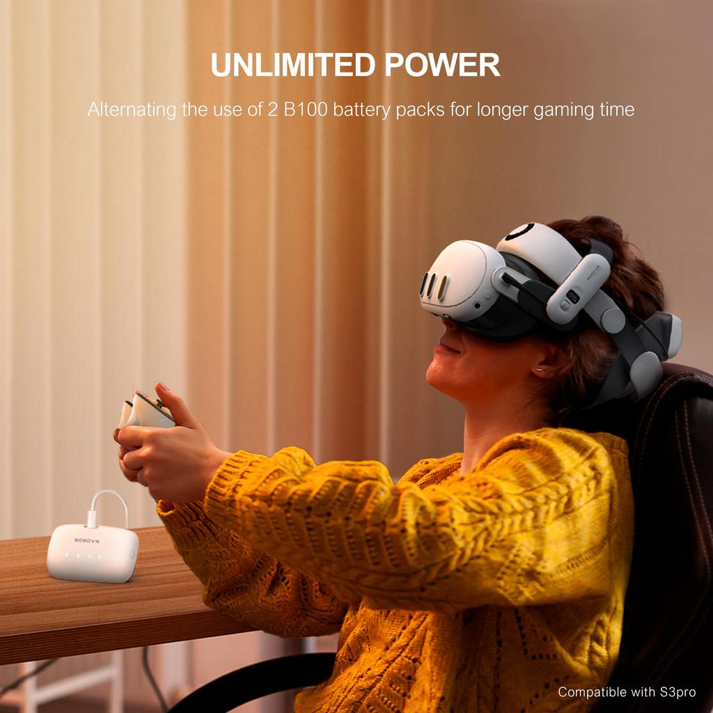 BOBOVR Аккумуляторные блоки B100 для ремешка на голову M1/M2/M3 Аккумулятор емкостью 10 000 мАч удваивает емкость аккумулятора для оголовья M3 PRO
