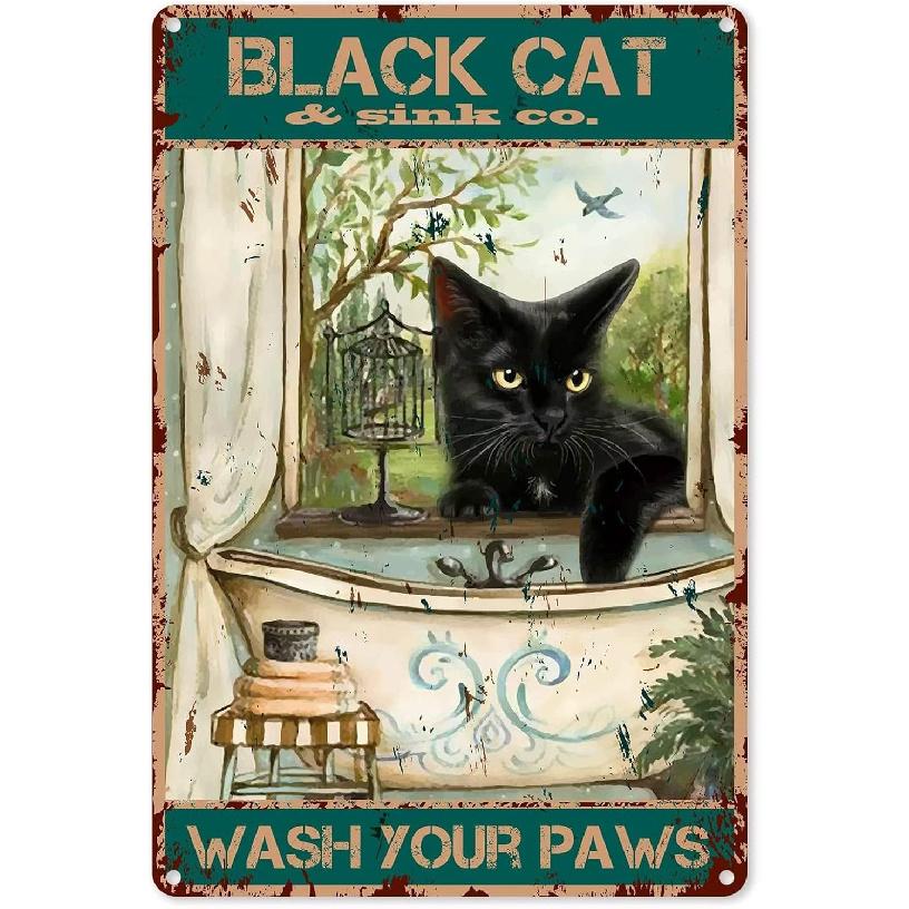 Fmcmly I Do What I Want Funny Black Cat Decor Tin Signs Cute Cat Personalized Metal Poster Wall Art Decor Sign for Home Bathroom Garden Restroom