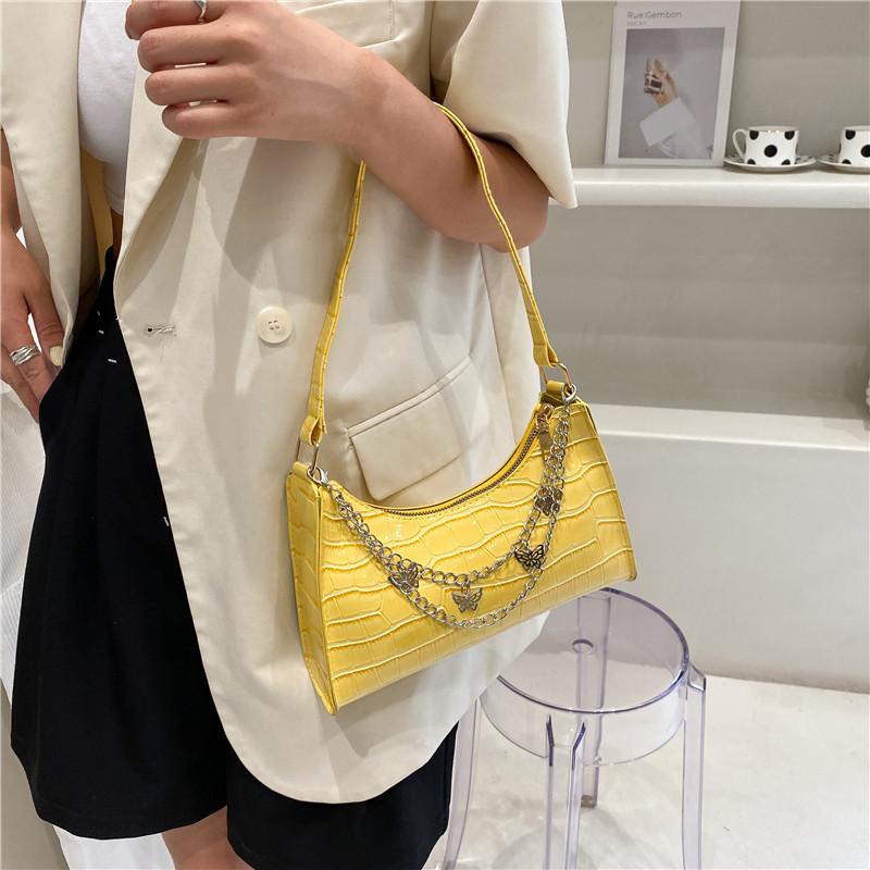 Yogodlns Роскошная сумка через плечо с узором аллигатора для женщин, цепочки-бабочки, сумки подмышки, модная женская сумка подмышками