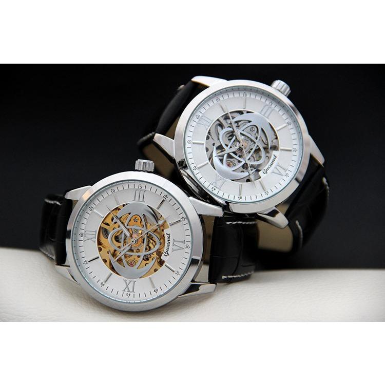 GUCAMEL Мужские механические часы с римскими цифрами Перфорированные механические часы Мужские механические часы