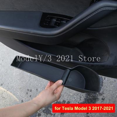 Ящик для хранения на боковой стороне двери для Tesla Model 3 Y 2021 Auto Barrel Handle Armrest Organizer Container Hidden Holder Car Accessories Part