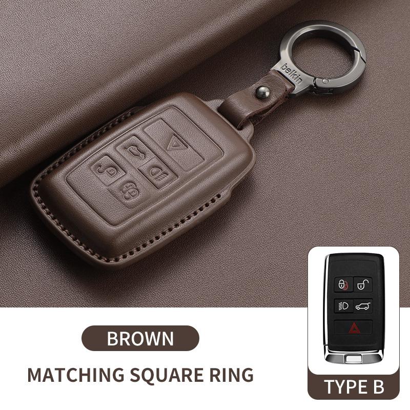Leather Car Remote Key Case For Land Rover Range Rover Sport Evoque Freelander Velar Discovery 4 Auto Key Shell Fob Keychain