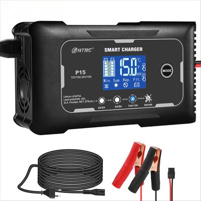 P15 12 В-24 В 35A/25A/20A/15A/10A Автомобильное зарядное устройство LCD Автоматический импульсный ремонтный заряд для Lifepo4 AGM свинцово-кислотных литиевых аккумуляторов