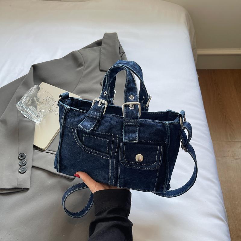 Джинсовая маленькая квадратная сумка женская на плечо кроссбоди