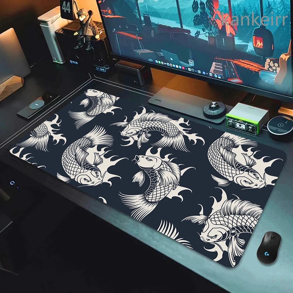 Gaming Mouse Pads Koi Taichi Neutral Table Mats Computer Mousepad Company Big Deskmat 90x40 Large Gamer Mousepads Fish Mouse Mat