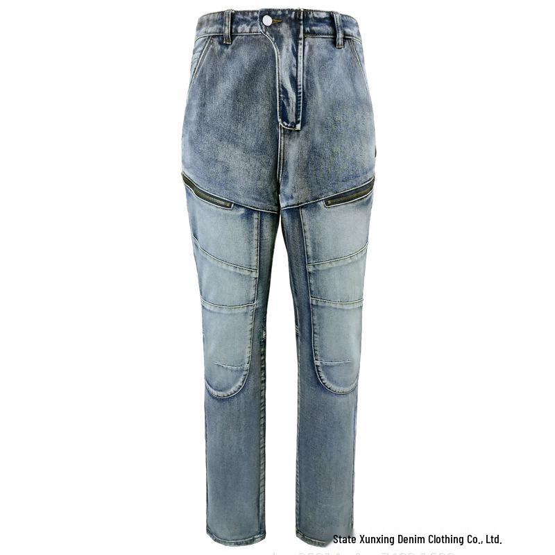 Kevlar Motorcycle Riding Pants - Slim Fit, Double Zipper, Four Seasons, European & American Style, Anti-Drop Racing Jeans.