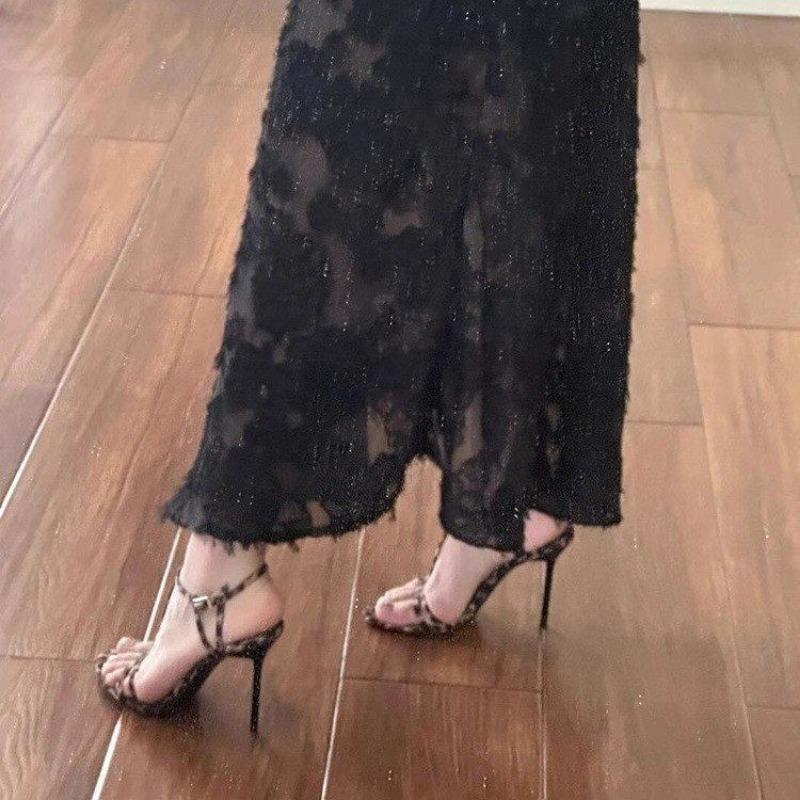 Леопард 2024 Новинка для женщин Туфли-лодочки на тонком каблуке Модная обувь Открытые босоножки Туфли для женщин с пряжкой на ремешке Женская обувь на высоком каблуке