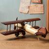 Retro Aircraft Handicraf Wooden Airplane Model,Vintage Biplane Model Desktop Decoration Photo Props 