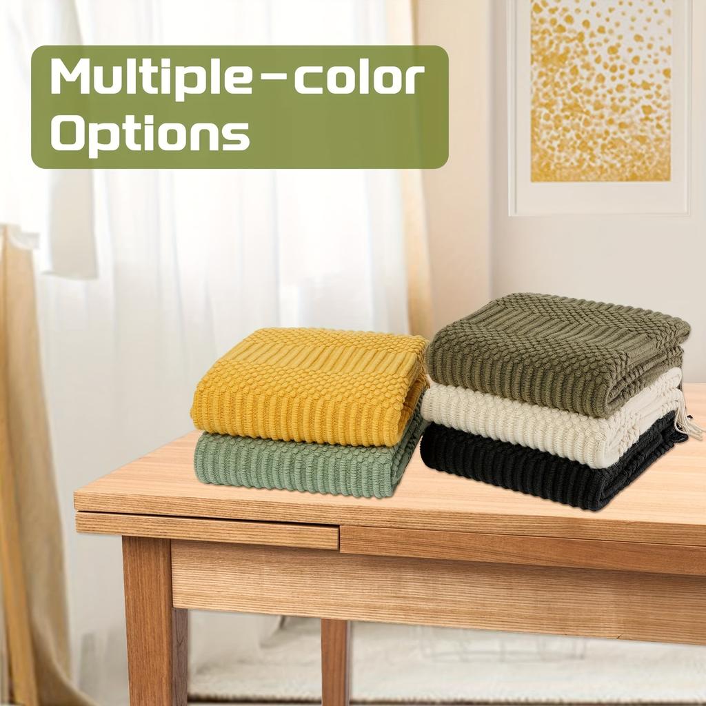 1 шт. Пледовое одеяло с текстурой Однотонное Мягкое для Дивана Кушетки Декоративное Одеяло 127 см X 152 см Зеленый Загар Whier Homestay Покрывало на Кровать