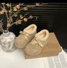 Толстоподошвенный Birkenstock с бархатным бантом, носите новые пушистые хлопковые ботинки зимой, чтобы согреться