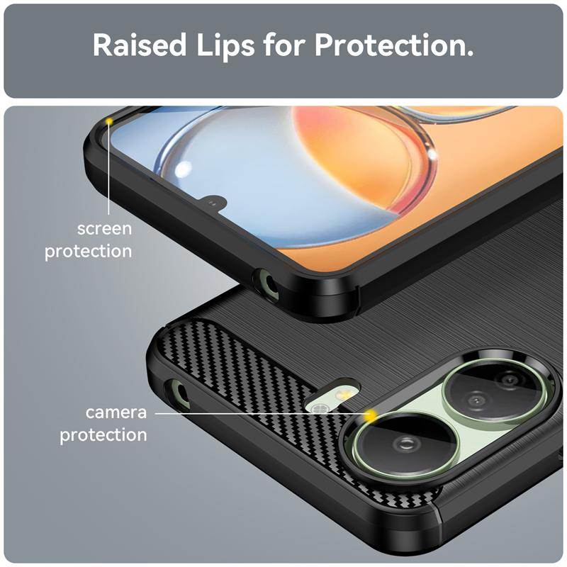 Чехол-бампер для Poco C65 Xiaomi Poco C65 Capas Новый Ударопрочный Бронированный Бампер для Телефона Задняя Панель Углеродное Волокно Мягкий ТПУ Fundas Poco C65 C 65