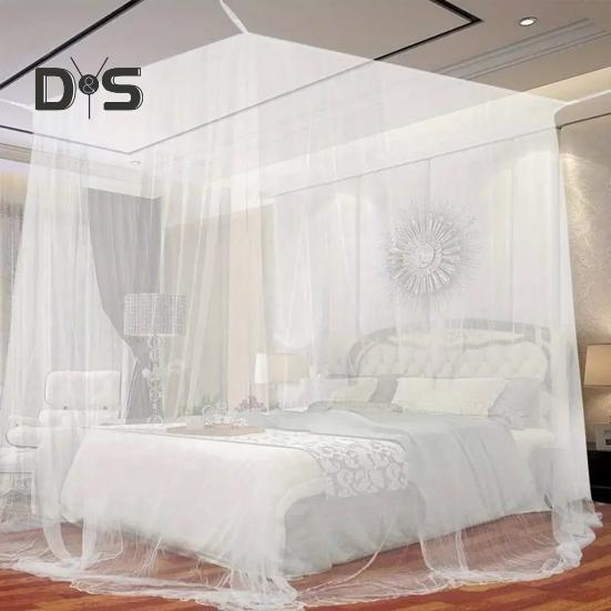 Двуспальная кровать москитная сетка мелкий сетчатый балдахин дышащий 4 угловой летний занавес для кровати для внутреннего и наружного использования в семейном общежитии