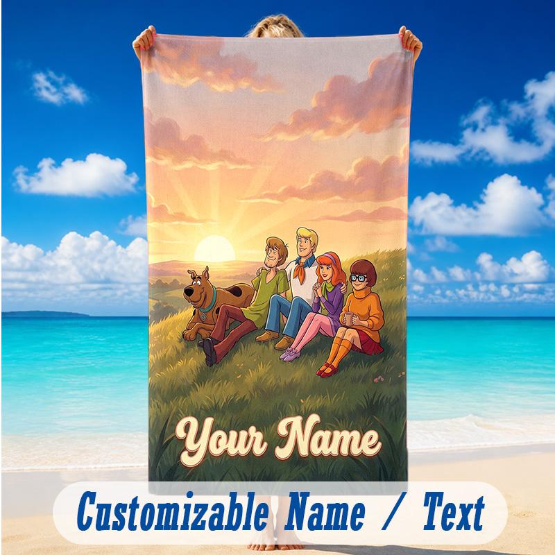Beach Towel Custom Name Text, Quick Dry Large Towel For Beach HomeScooby-Doo