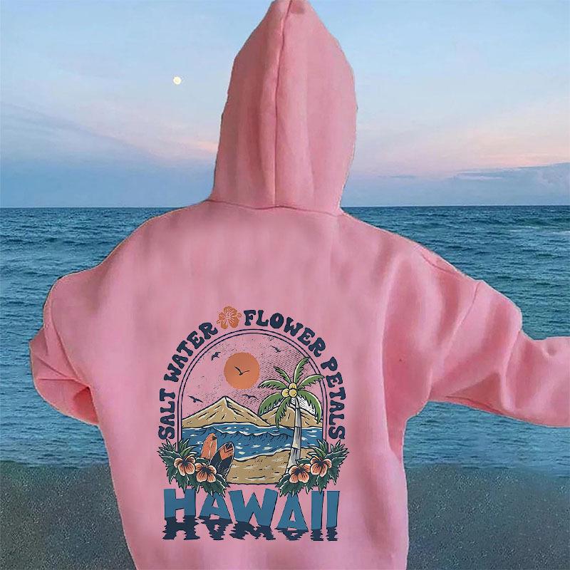Толстовка с капюшоном и принтом лепестков цветов соленой воды Гавайи