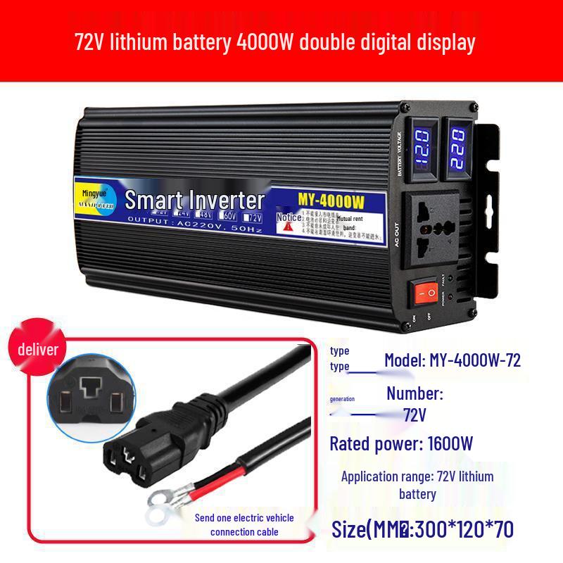 High-Power Electric Vehicle Inverter 48V-72V to 220V Universal Battery Converter