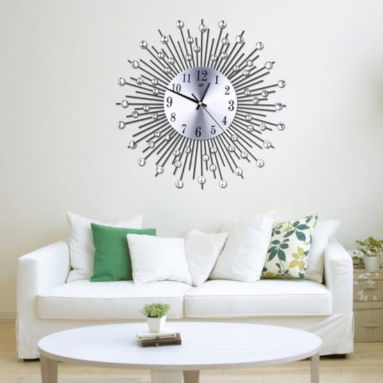 Fashion Rhinestone Inlaid 3D Silent Quartz Wall Clock Home Bedroom Hanging Decor