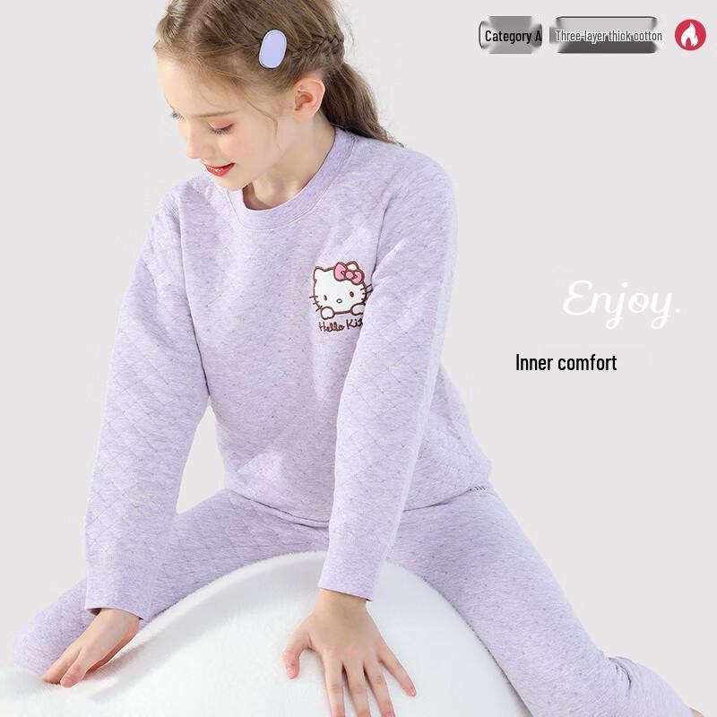 Hello Kitty Girl's Thick Padded Thermal Underwear Set