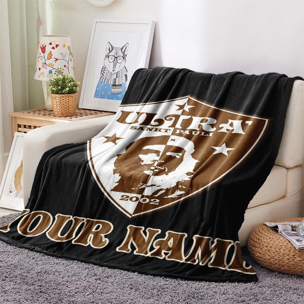 1PC Custom Name Ultra Sankt Pauli Patterned Flannel Blanket Suitable For All Seasons for Home Decor Warmth and Comfort Gifts Holiday Present_lx