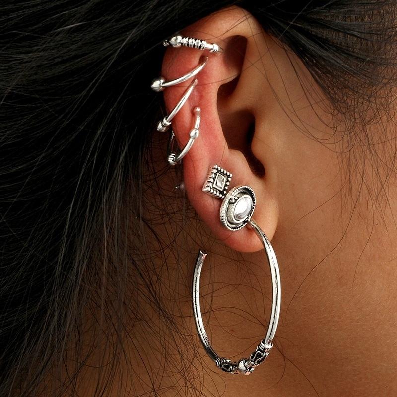 7 шт./компл. серьги-гвоздики с подвесками в стиле бохо, женские серьги-клипсы в стиле панк, манжеты