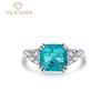 925 Sterling Silver 10*10mm Paraiba Tourmaline Rings For Women Sparkling High Carbon Diamond Party Fine Jewelry Gifts