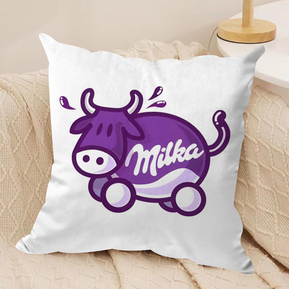 Funny mMilka Purple Cushion Cover Short plush Doublesided Print Square Throw Pillow Covers Sofa Home Cushion Decor