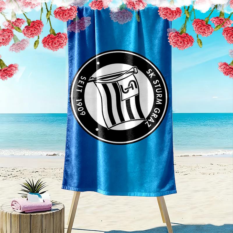 Пляжное полотенце SK Sturm Graz, Большое, Мягкое, Быстросохнущее, для Пляжа, Кемпинга, Плавания