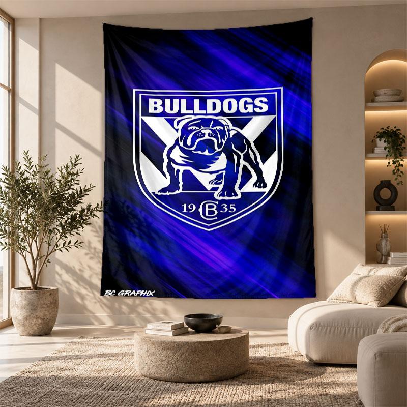 Decorative Tapestry,Canterbury-Bankstown Bulldogs Printed Wall Art, Lightweight Wall Hanging For Bedroom Background