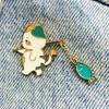 New Enamel Pin Cat With Fish Animal Love Metal Connector Gift Birthday 1 Piece