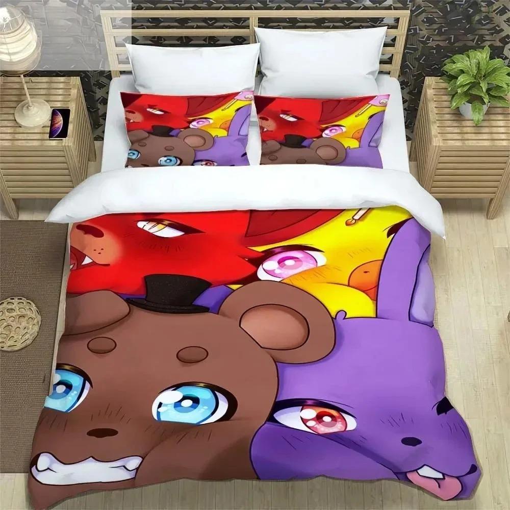 F-Five-Nights At Freddy´s FNAF Постельное белье Комплект постельного белья King Twin Double Boys Постельное белье из микрофибры или полиэстера Пододеяльник