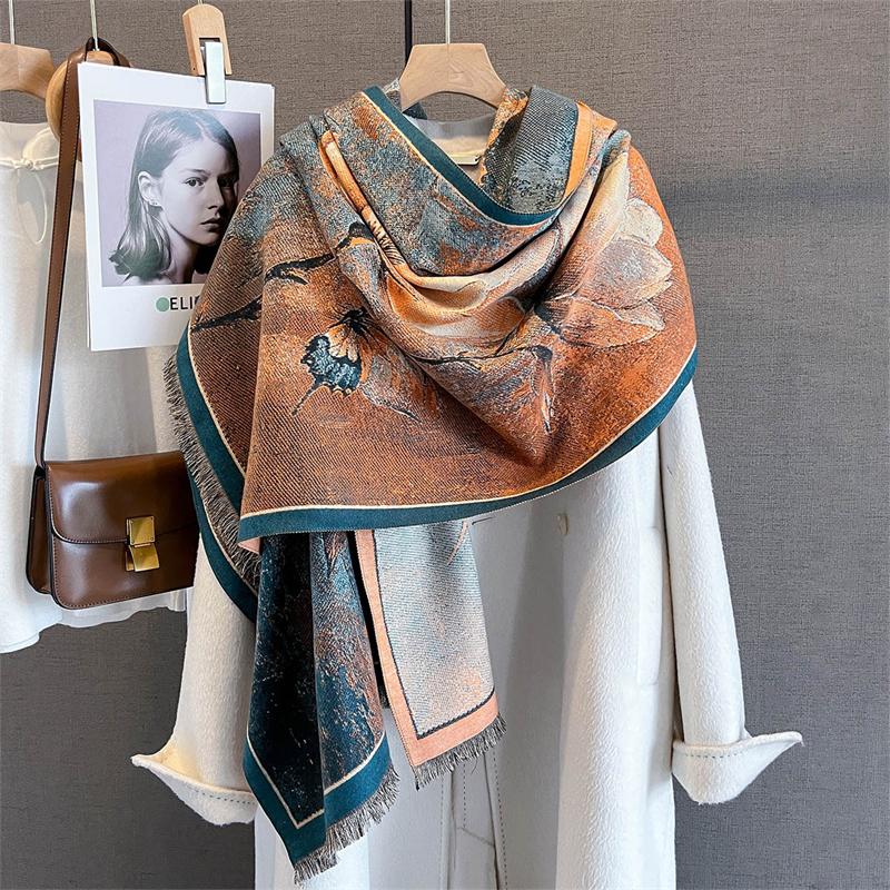 New Winter Shawl Scarves Wrap Design Cashmere Scarf Women Warm Fashion Pashmina Femal Poncho Neckerchief Echarpe Bandana