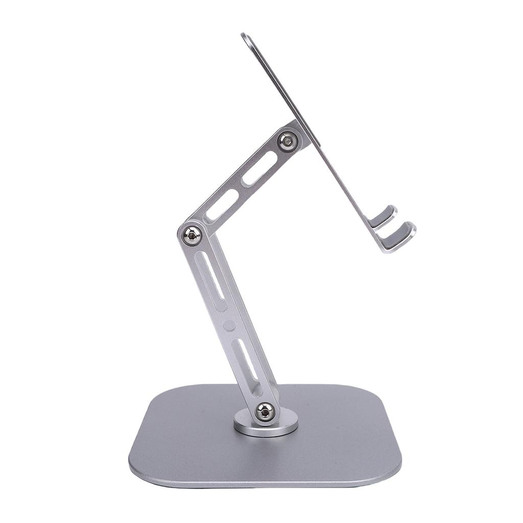 Desk Tablet Stand Adjustable Foldable 360 Degrees Rotating Metal Desk Tablet Holder for Cell Phone Silver
