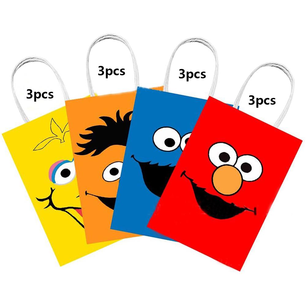 12 шт. праздничных пакетов «Улица Сезам» для игр, для детей, для взрослых, для украшения на день рождения