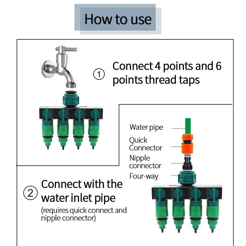 1 в 4 адаптера для крана, садового полива, клапана для обслуживания газона, переключателя, адаптера трубки для крана