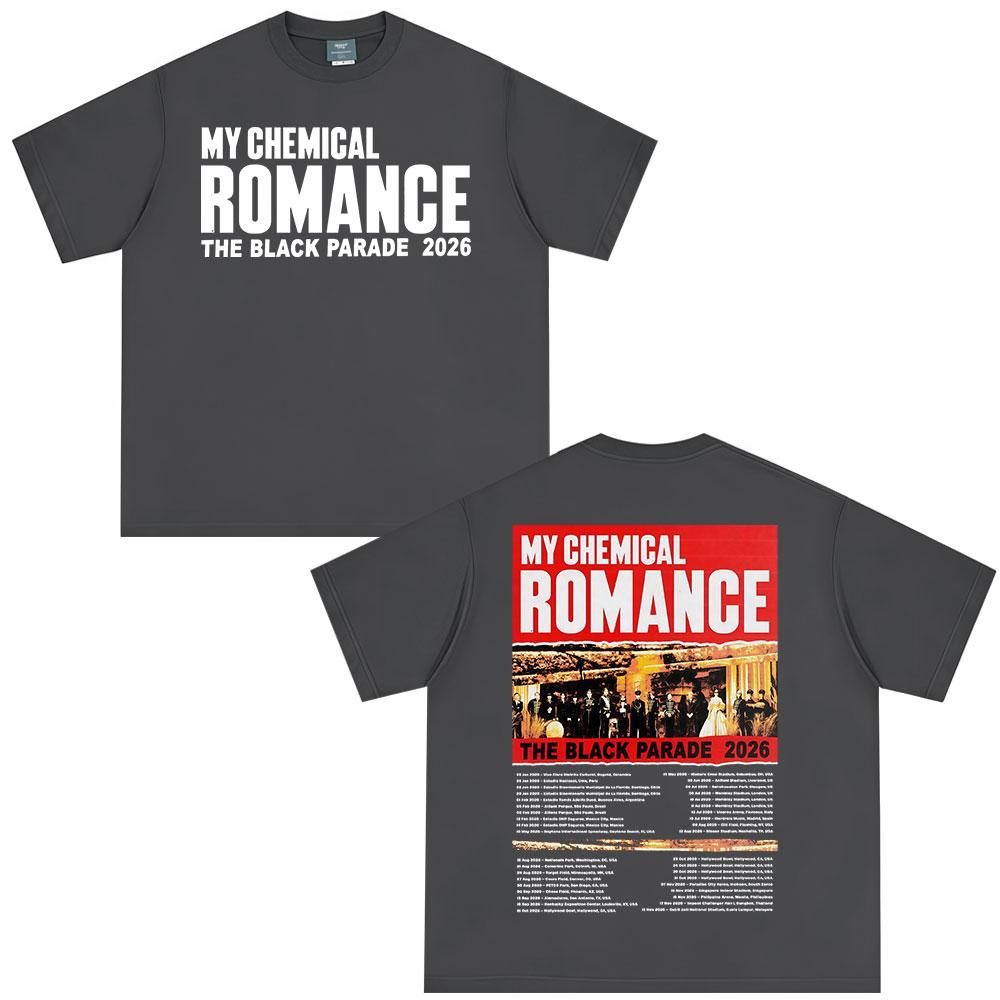 Rock Band My Chemical RoUnisexce Tshirt The Black Parade Tour Tshirts Unisex Women Clothing Fashion Vintage YK Top Streetwear
