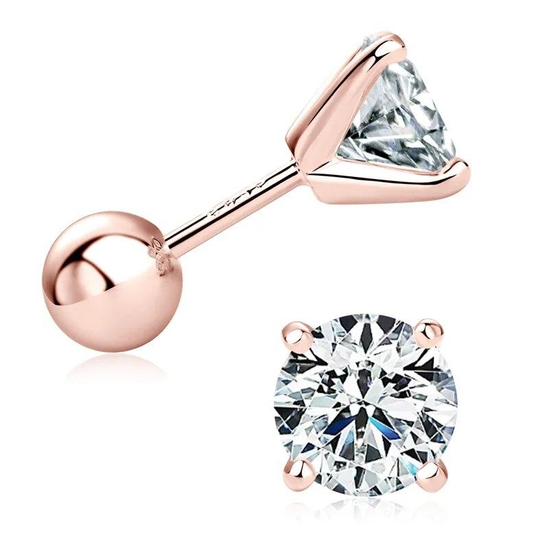 Сверкающие серьги с муассанитом 1 карат, 6,5 мм, завинчивающиеся для женщин и мужчин, серьги из стерлингового серебра S925 с бриллиантами, 4 зубца, ювелирные украшения