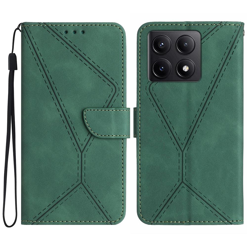 HT05 Для Xiaomi 14T Чехол Кожаный с текстурой линий PU кожаный откидной чехол для телефона