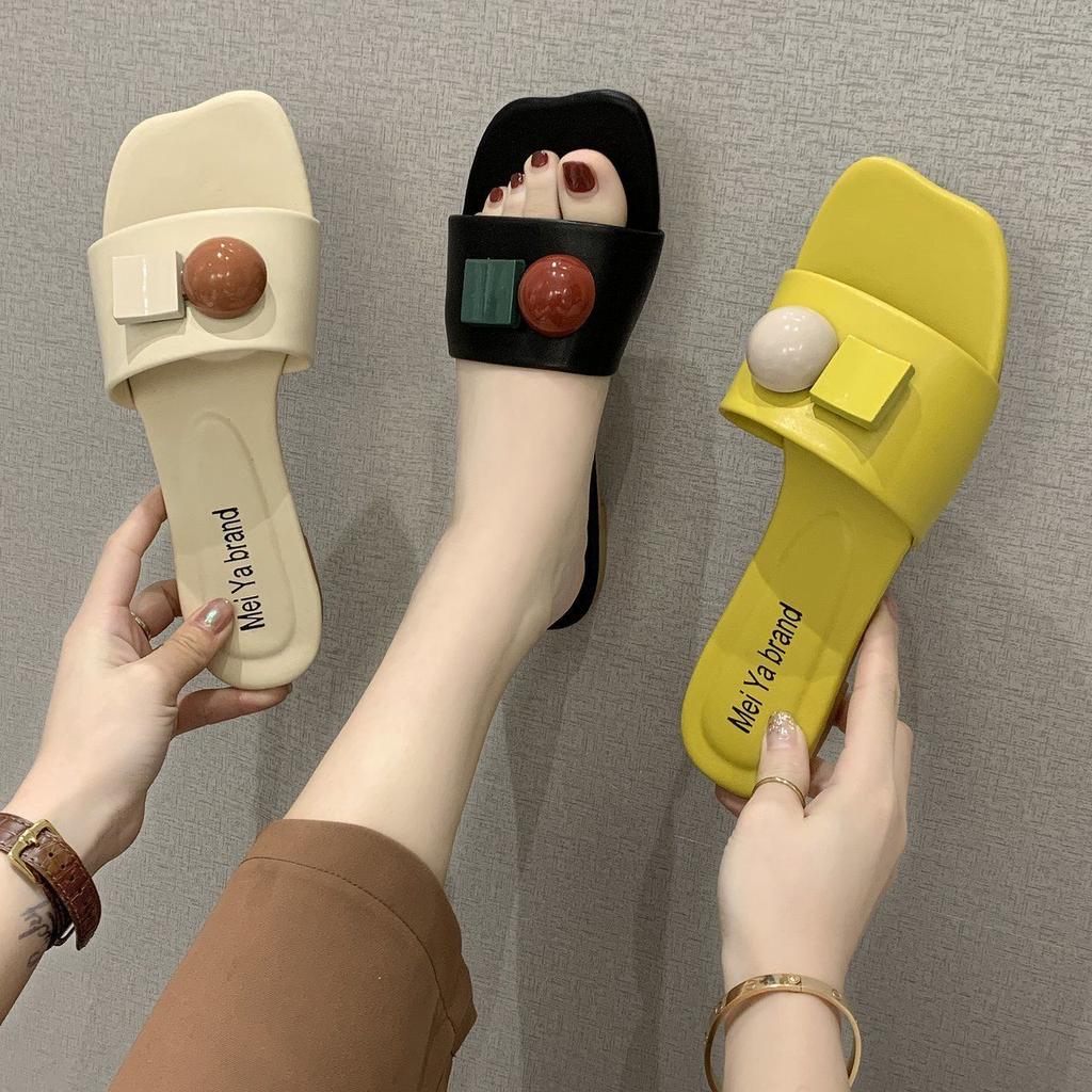 Обувь с открытым носком, лето 2024, женские тапочки на плоской подошве и сандалии, черные шлепанцы, роскошные сандалии H, дизайнер Y по акции F