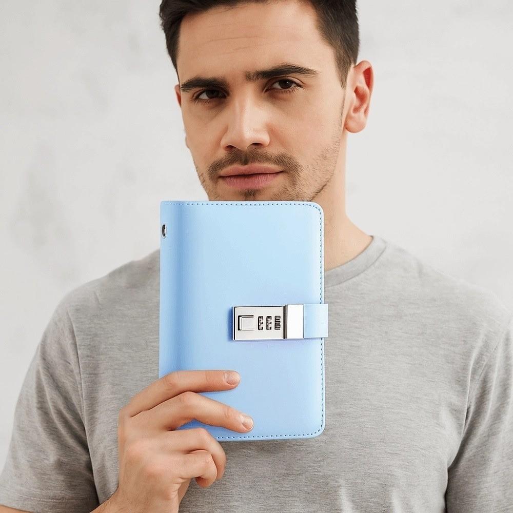 A6 Cash Budget Ledger Anti-splash Water Leather Password Savings Book Stationery